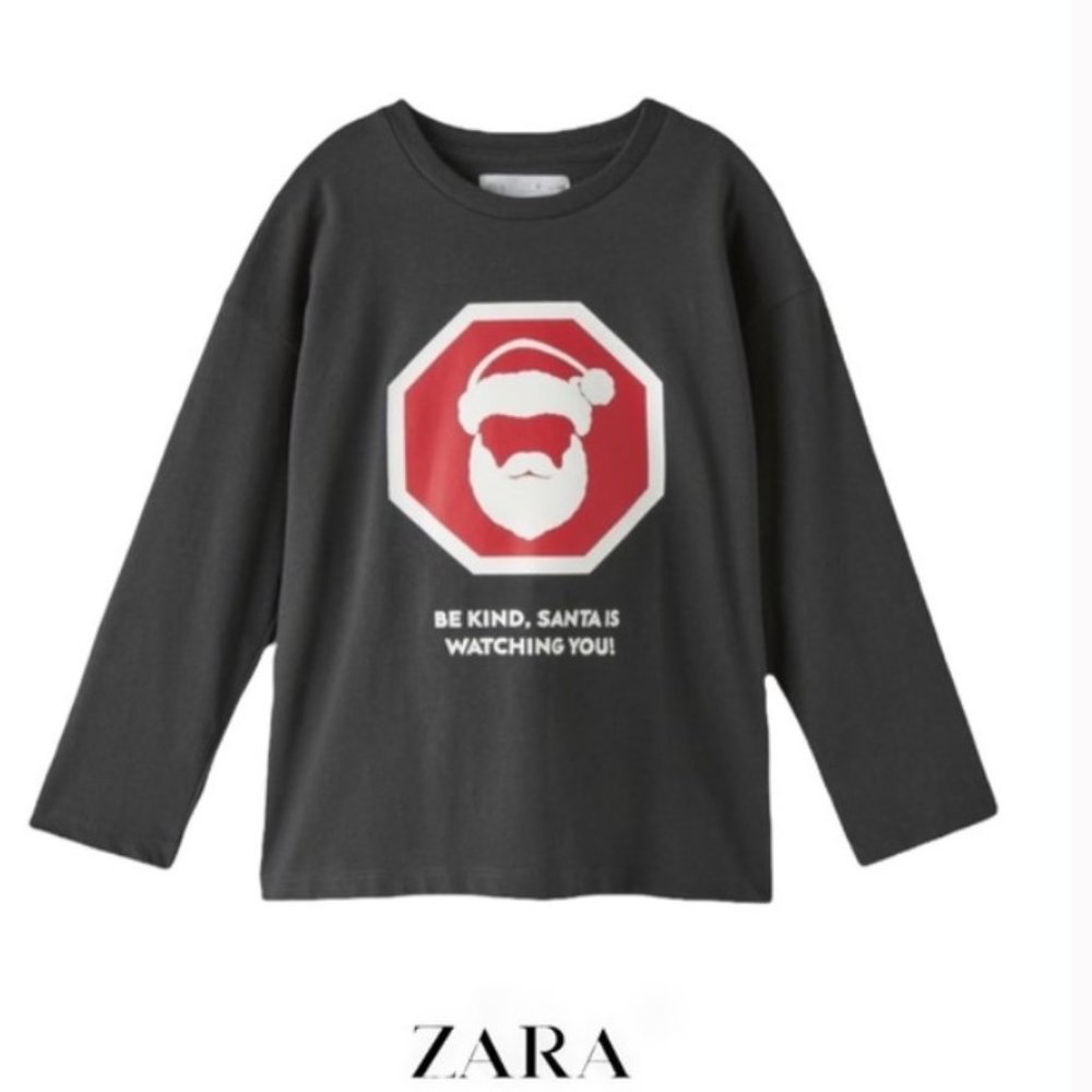 ZARA Kids Boy Dark Gray SANTA’s T-Shirt Size 6 yrs NWT